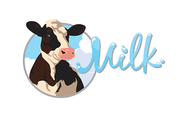 Etiqueta con una vaca - ilustración de arte vectorial