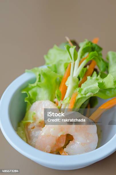 Green Salad With Shrimps Stock Photo - Download Image Now - 2015, Appetizer, Blue