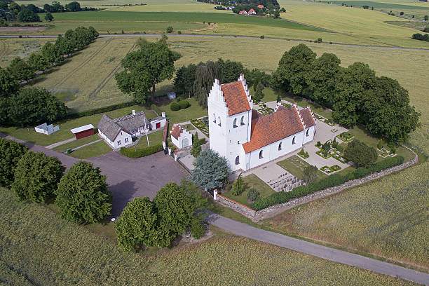 istock Aerial view of Krogstrup church in Denmark 485575014