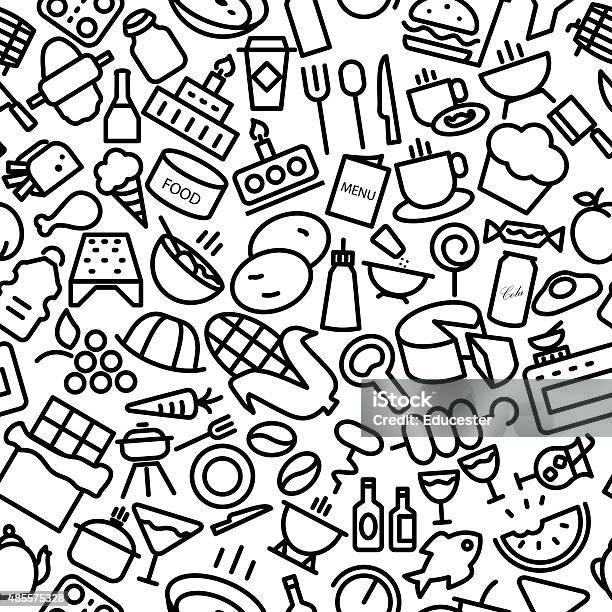 Food And Drinks Seamless Sketchy Icon Pattern Illustration Stock Illustration - Download Image Now