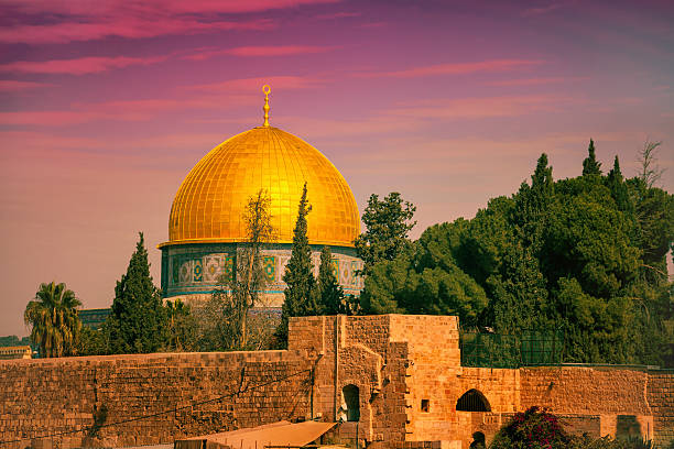 istock Old city Jerusalem at sunset, Israel 485576296