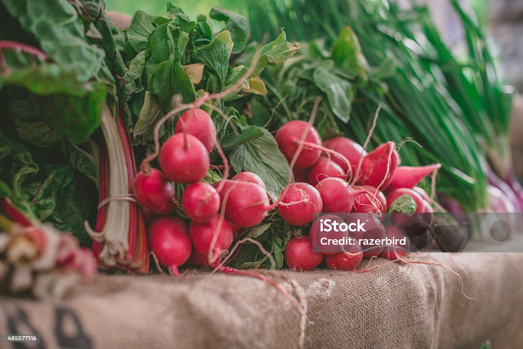 Organic Baby Radish At Farmer's Market 2015 Stock Photo