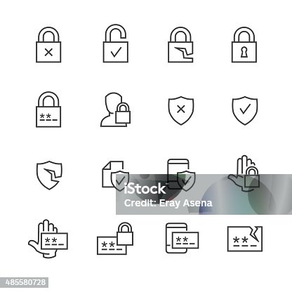 istock Data security and password icons 485580728