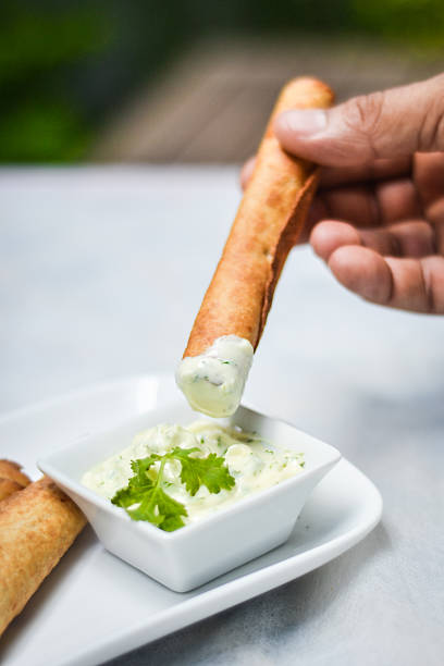 istock Chicken sticks with mayonnaise sauce 485582390