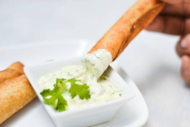 istock Chicken sticks with mayonnaise sauce 485582392