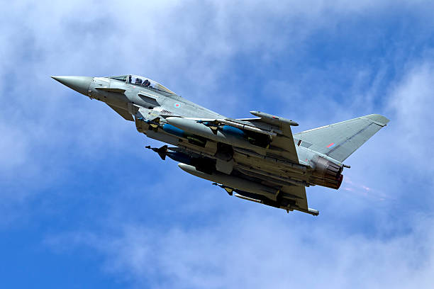 Eurofighter Typhoon IPA5 ZJ700 Fairford, Gloucestershire, UK- July 16, 2011: RAF Eurofighter Typhoon displaying at The Royal International Air Tattoo 2011. militant groups stock pictures, royalty-free photos & images