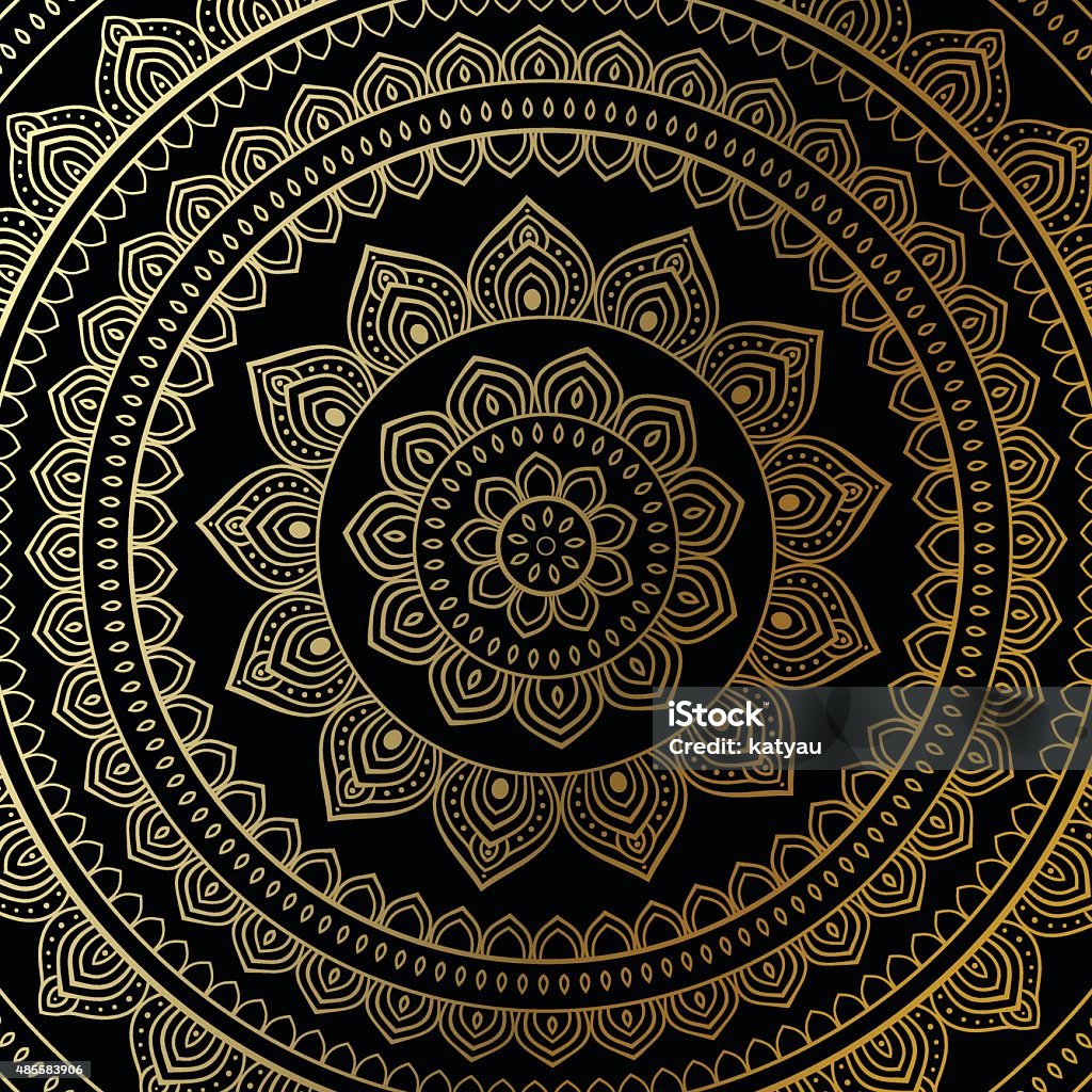 Gold mandala Gold mandala on black background. Ethnic vintage pattern. 2015 stock vector