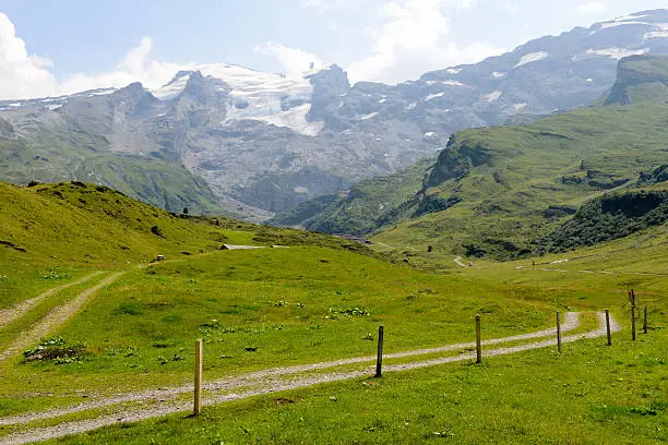 Mountain landscape at Truebsee over Engelberg on the Swiss alps