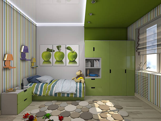 istock 3d illustration of a green nursery for a boy 485586730