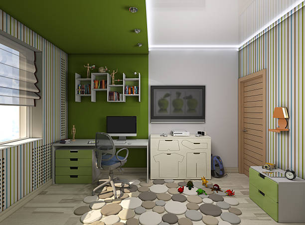 istock 3d illustration of a green nursery for a boy 485586732