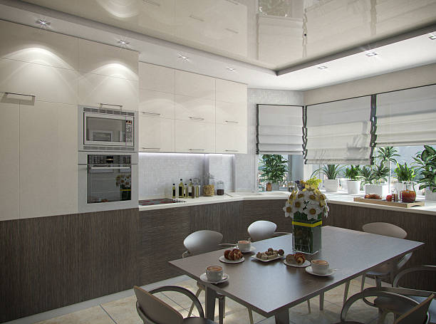 istock 3d illustration of a kitchen in beige tones 485586734