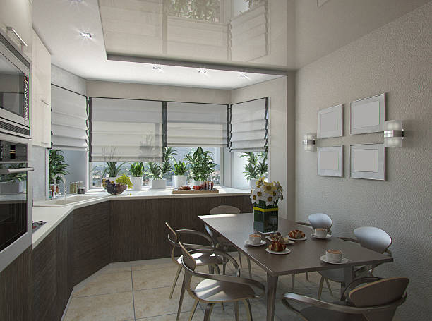 istock 3d illustration of a kitchen in beige tones 485586738