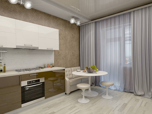 istock 3d illustration of a kitchen in beige tones 485586752