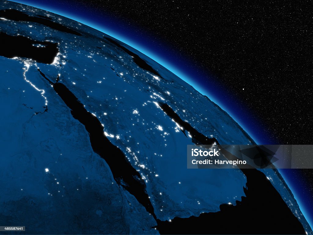 Noche sobre la Península Arábiga - Foto de stock de Arabia Saudí libre de derechos