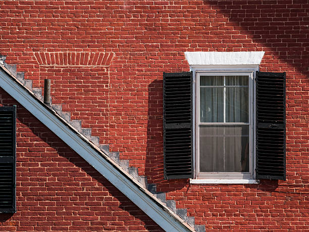 istock Two Federal Period Windows in a Red Brick Facade 485587688