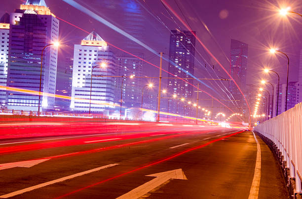 istock Big city road car lights at night 485587723