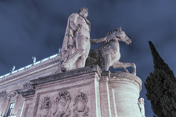 istock Statue of Pollux (the Dioscuri) at night 485588005