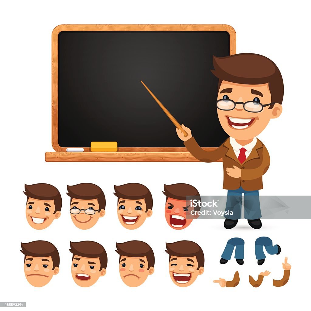 Set Of Cartoon Teacher Character For Your Design Or Animation Stock  Illustration - Download Image Now - iStock