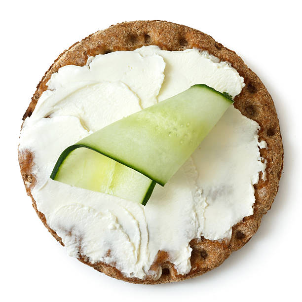 istock Single round rye crispbread isolated on white from above. 485593744