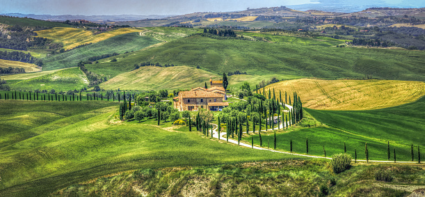 tuscany hills  painting-like landscape road (Siena - Italy)