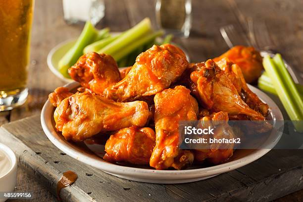 Spicy Homemade Buffalo Wings Stock Photo - Download Image Now - Chicken Wing, Buffalo Chicken Wings, Chicken - Bird