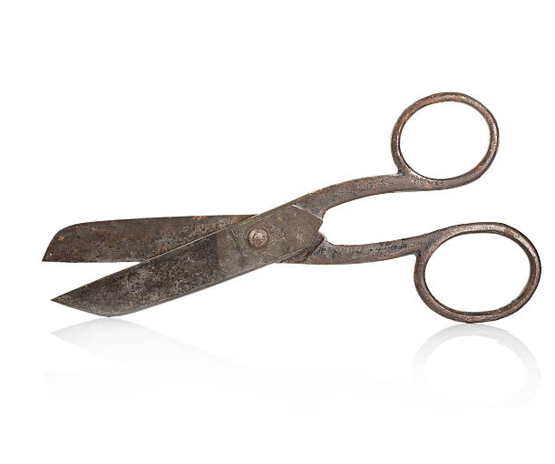 istock Vintage scissors close-up isolated on a white background 485600032