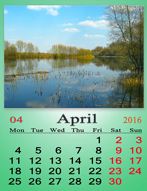 istock calendar for April 2016 with image of spring flood 485602136