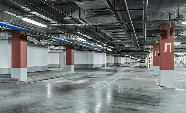 istock Empty parking lot wall. Urban, industrial background 485602882