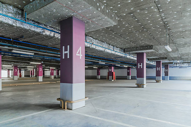 istock Empty parking lot wall. Urban, industrial background 485602886