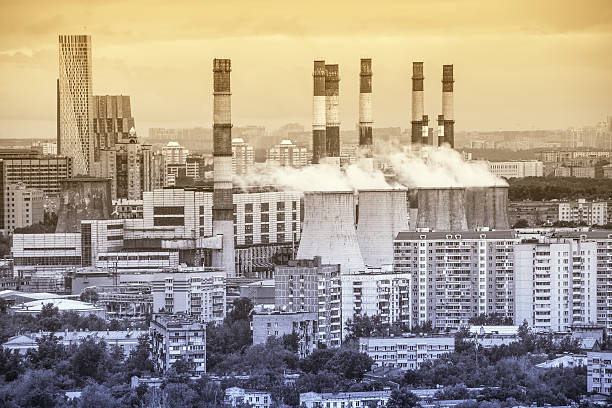 istock Power station on the city district background. 485603710