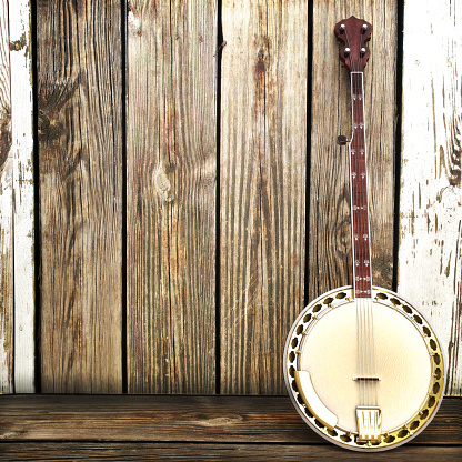 Banjo apoyarse en una valla de madera photo