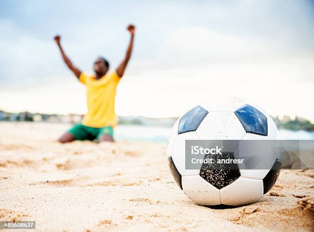 Football Player At The Beach In Brazil Stock Photo - Download Image Now - Beach, Fan - Enthusiast, Rio de Janeiro