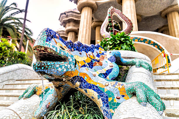 istock Gaudi lizard fountain at Parc Guell  Barcelona 485609109