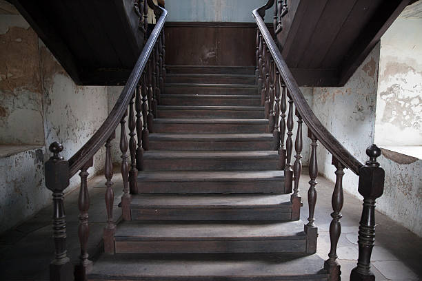 istock Stairway interior in old living house, 485609780