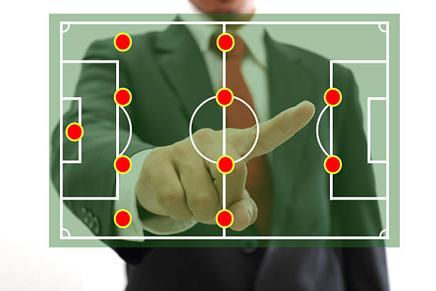 istock soccer manager pointing to strategy tactical board 485610349