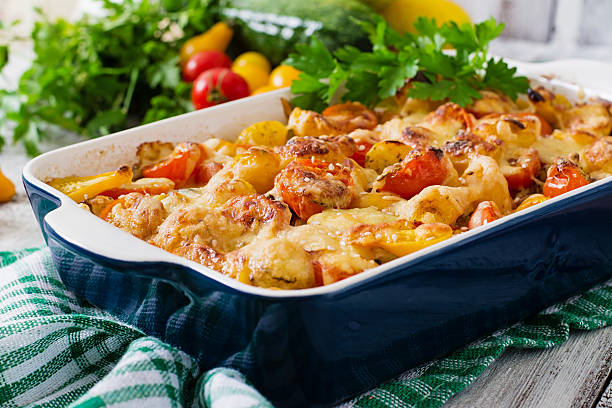 istock Vegetarian Vegetable casserole with zucchini, mushrooms and cherry tomatoes 485610472