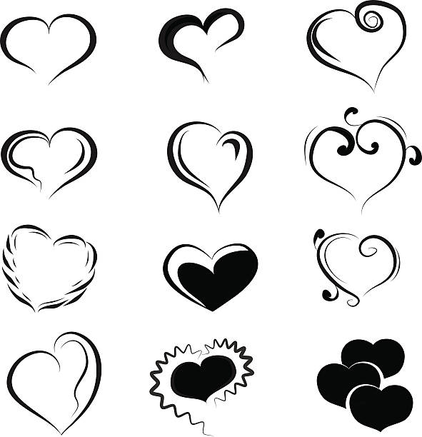 ilustrações, clipart, desenhos animados e ícones de preto loving ícone de coração - design month part of puzzle