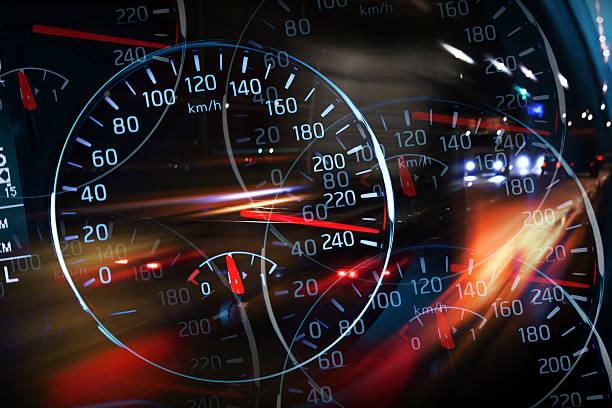 istock Abstract night racing illustration with blurred lights 485611773