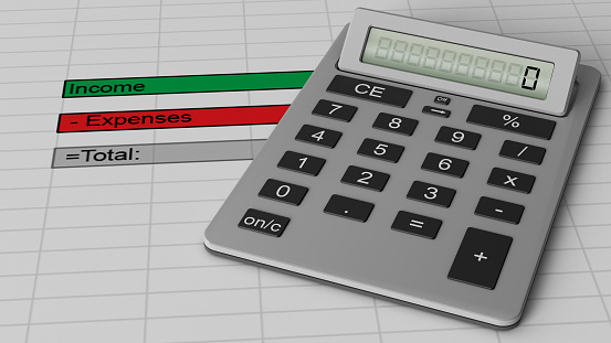 financial basics and budgeting concept with finance document and claculator.