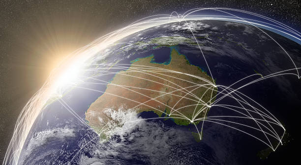 네트워크 over australia - australia globe map earth 뉴스 사진 이미지