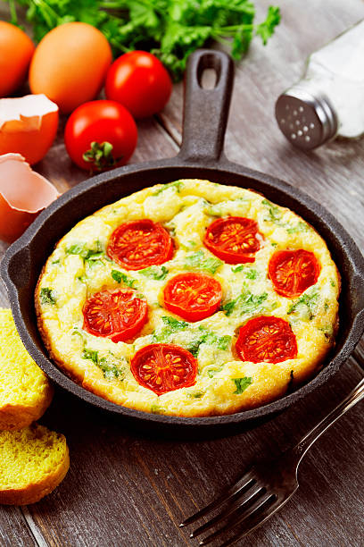 istock Omelet with vegetables and cheese. Frittata 485615352