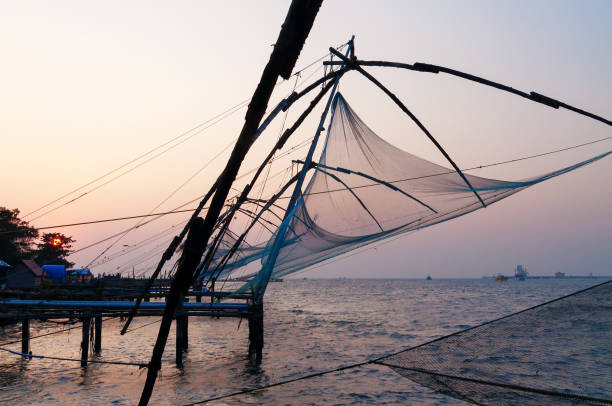 istock Chinese Fishing nets at sunset 485615532