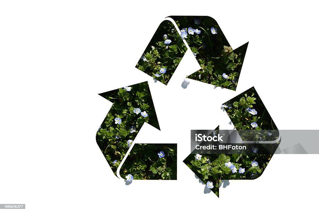 Recycling symbol Schnitt und auf dem Rasen - Lizenzfrei Blume Stock-Foto