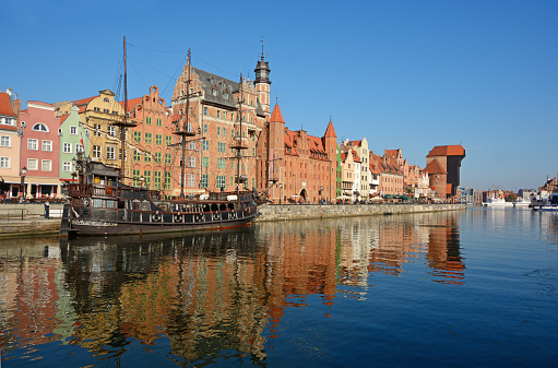 Old town in Gdansk over Motlawa river