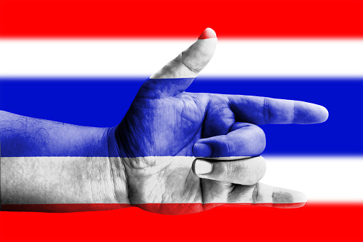 love hand symbolic on flag of Thailand