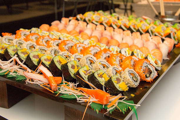 istock Japanese seafood sushi roll 485629144