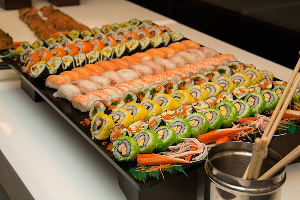 istock Japanese seafood sushi roll 485629146