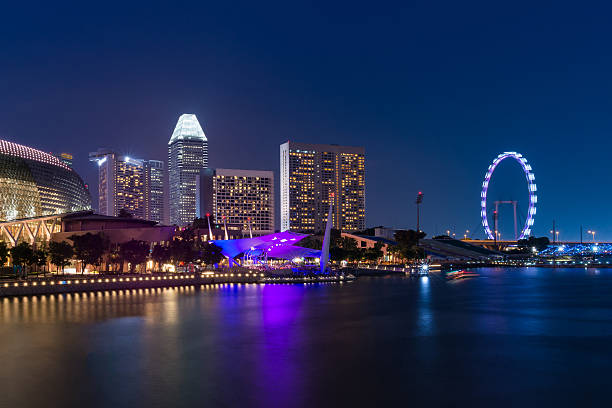 istock Singapore business buildings area at night. 485630180