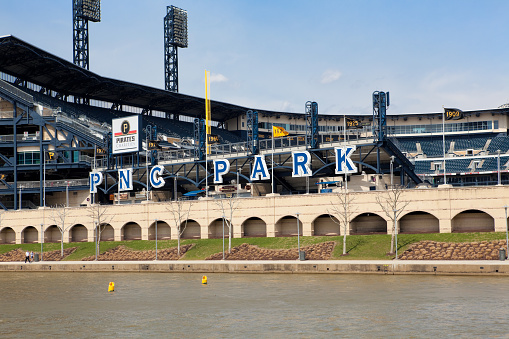 Pittsburgh, Pennsylvania, USA  April 13, 2014:  PNC Park is the home of the Pittsburgh Pirates baseball team. This structure was opened in 2001.