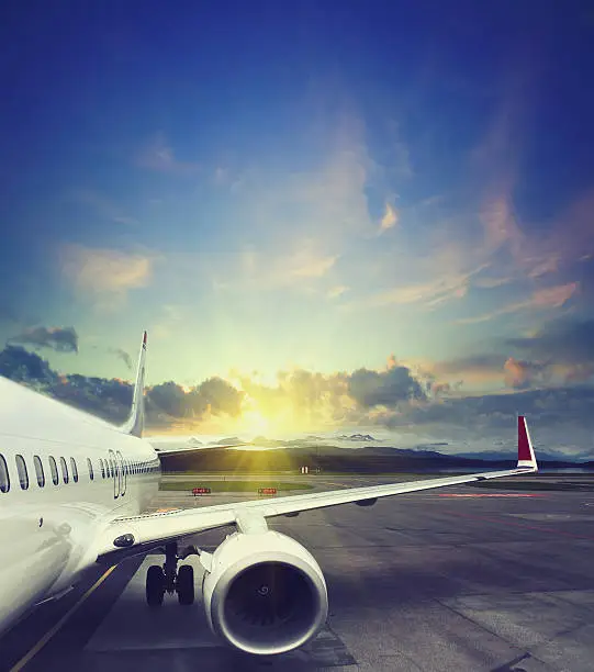 Photo of airplane taking off from the airport